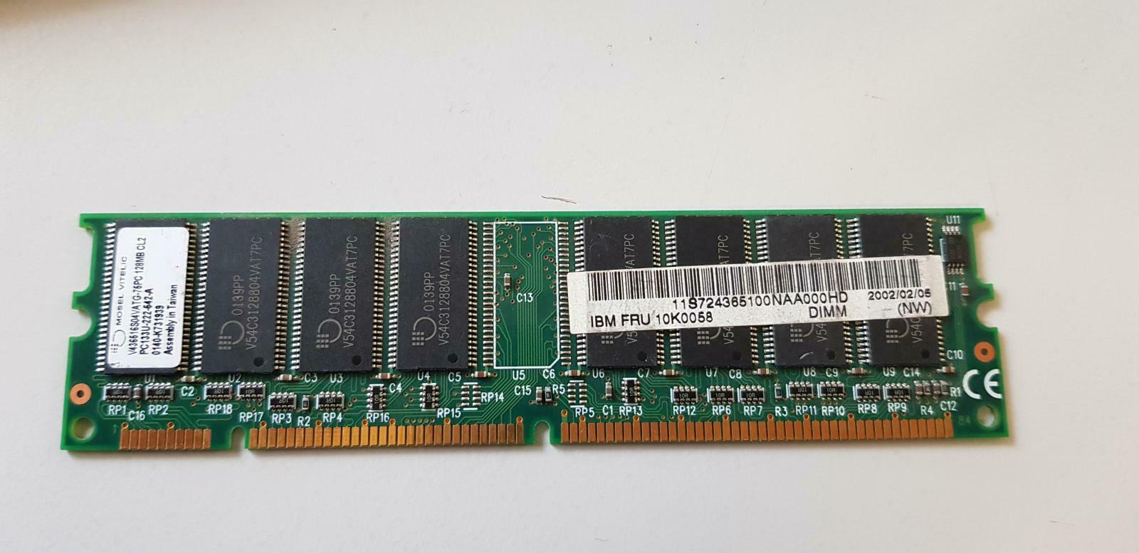 IBM Mosel Vitelic 128MB 168pin PC133 SDRAM DIMM ( V436516S04VATG-75PC 10K0058 ) REF