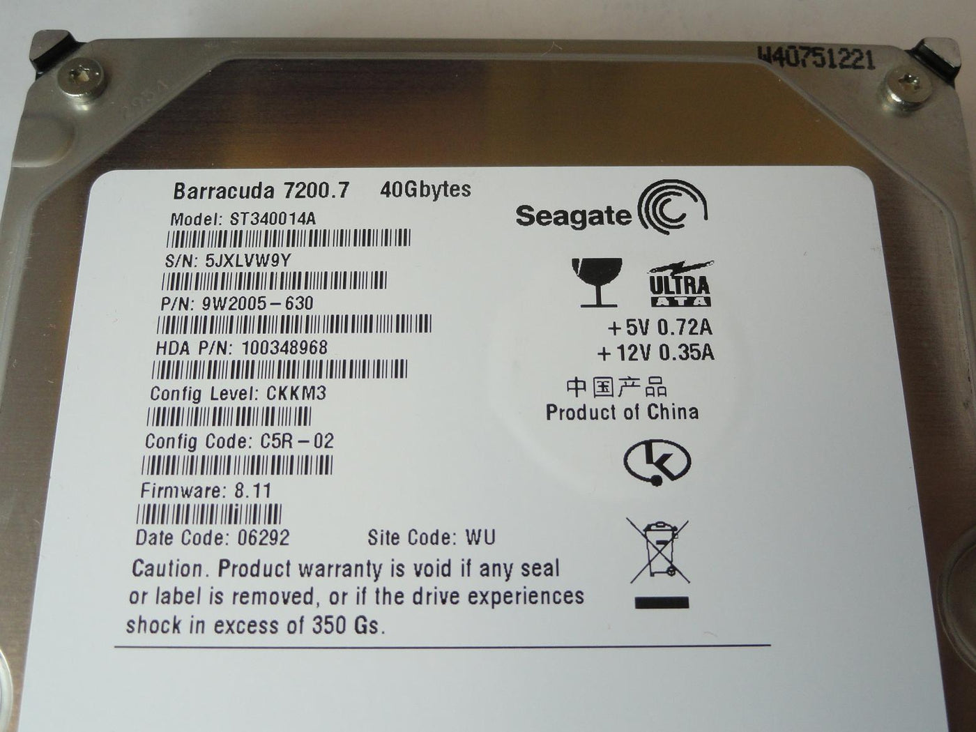 PR23420_9W2005-630_Seagate HP 40GB IDE 7200rpm 3.5in HDD - Image3