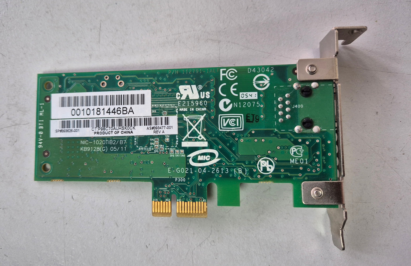 HP PCIe Gigabit Ethernet Network Adapter Card ( 393626-001 393477-001 ) USED