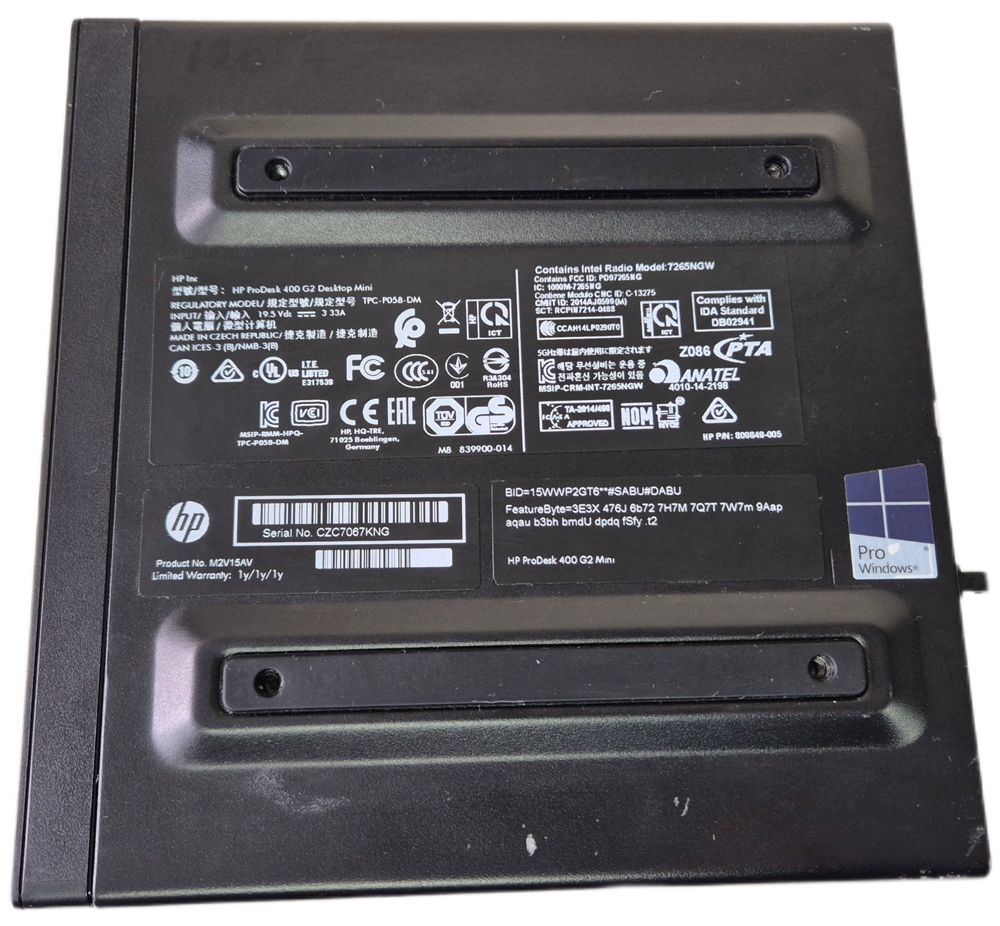 HP ProDesk 400 G2 Mini 120GB SSD 4GB RAM i3-6100T 3.2GHz NO OS ( M2V15AV ) USED