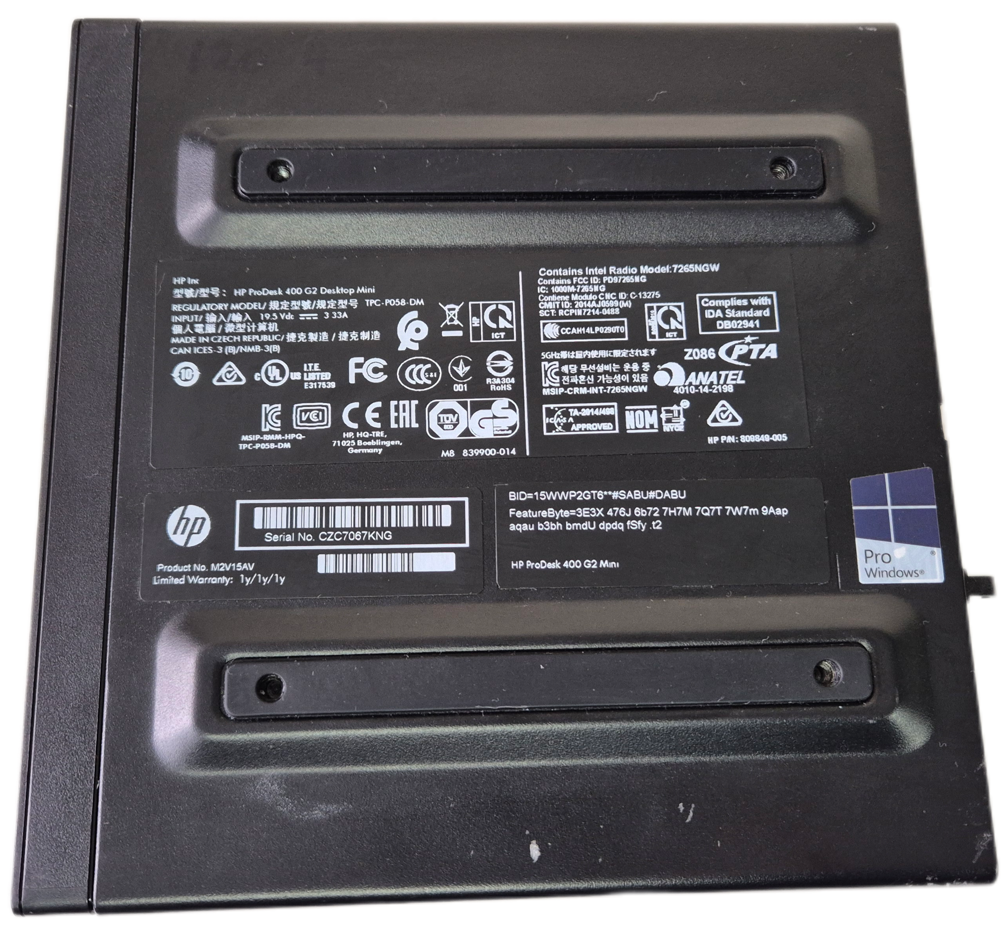 HP ProDesk 400 G2 Mini 120GB SSD 4GB RAM i3-6100T 3.2GHz NO OS ( M2V15AV ) USED