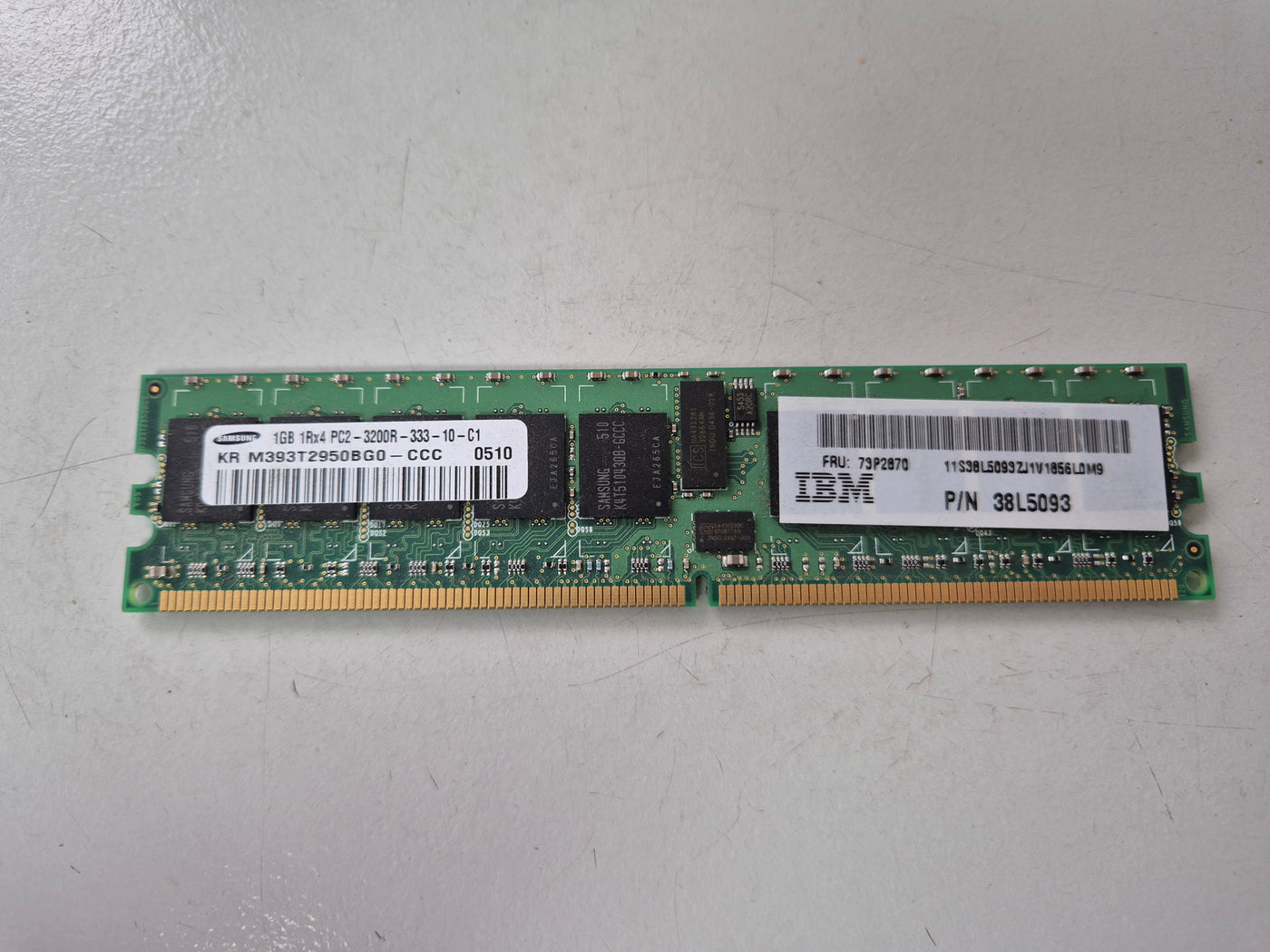Samsung IBM 1GB DDR2-400MHz PC2-3200 ECC Reg CL3 240-Pin DIMM ( M393T2950BG0-CCC 38L5093 ) REF