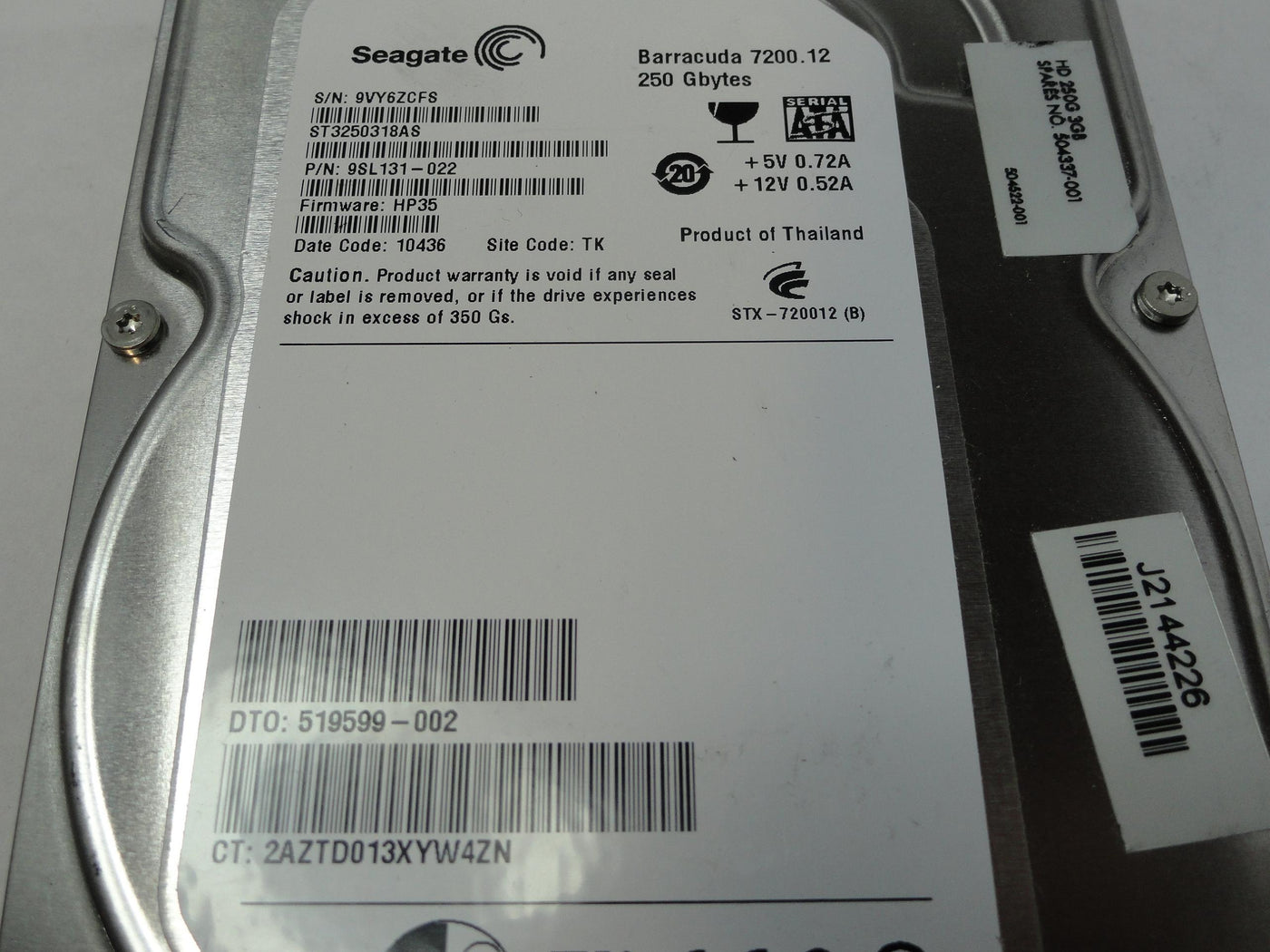 PR20289_9SL131-022_Seagate HP 250Gb SATA 7200rpm 3.5in HDD - Image2