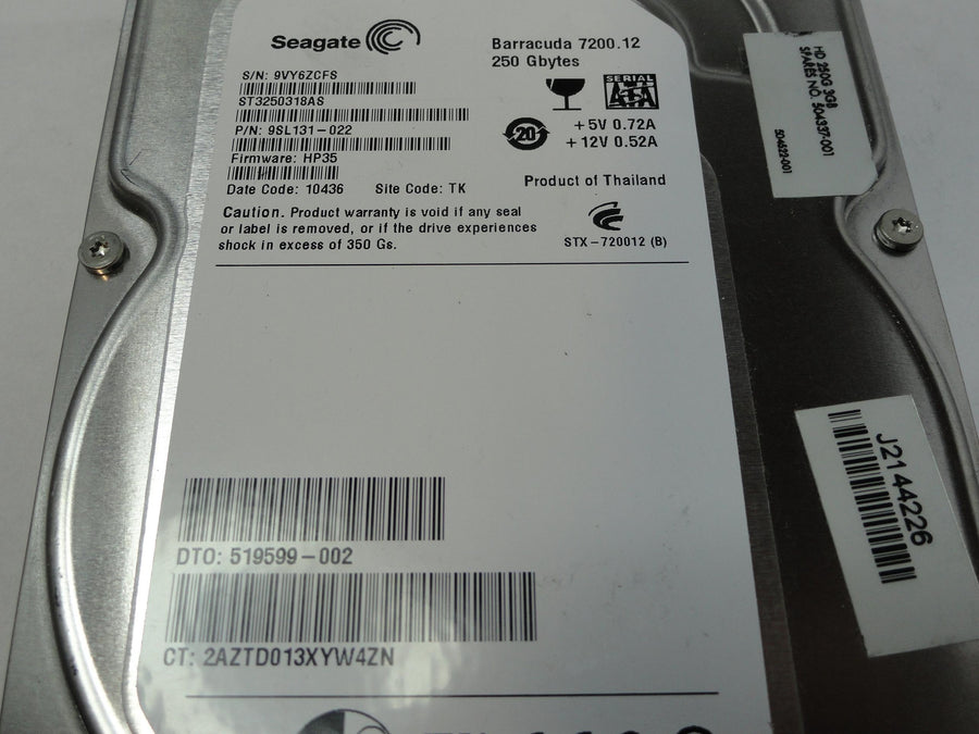 PR20289_9SL131-022_Seagate HP 250Gb SATA 7200rpm 3.5in HDD - Image2