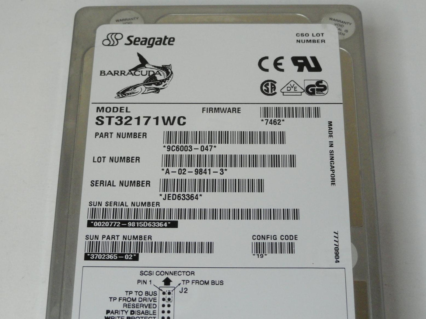 PR04446_9C6003-047_Seagate Sun 2.1GB SCSI 80 Pin 7200rpm 3.5in HDD - Image3