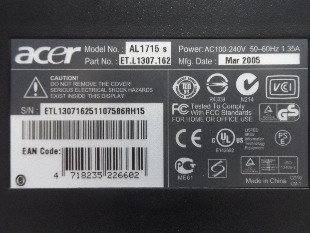 PR16235_ET.L1307.162_Acer AL1715 17" LCD Monitor - Image5