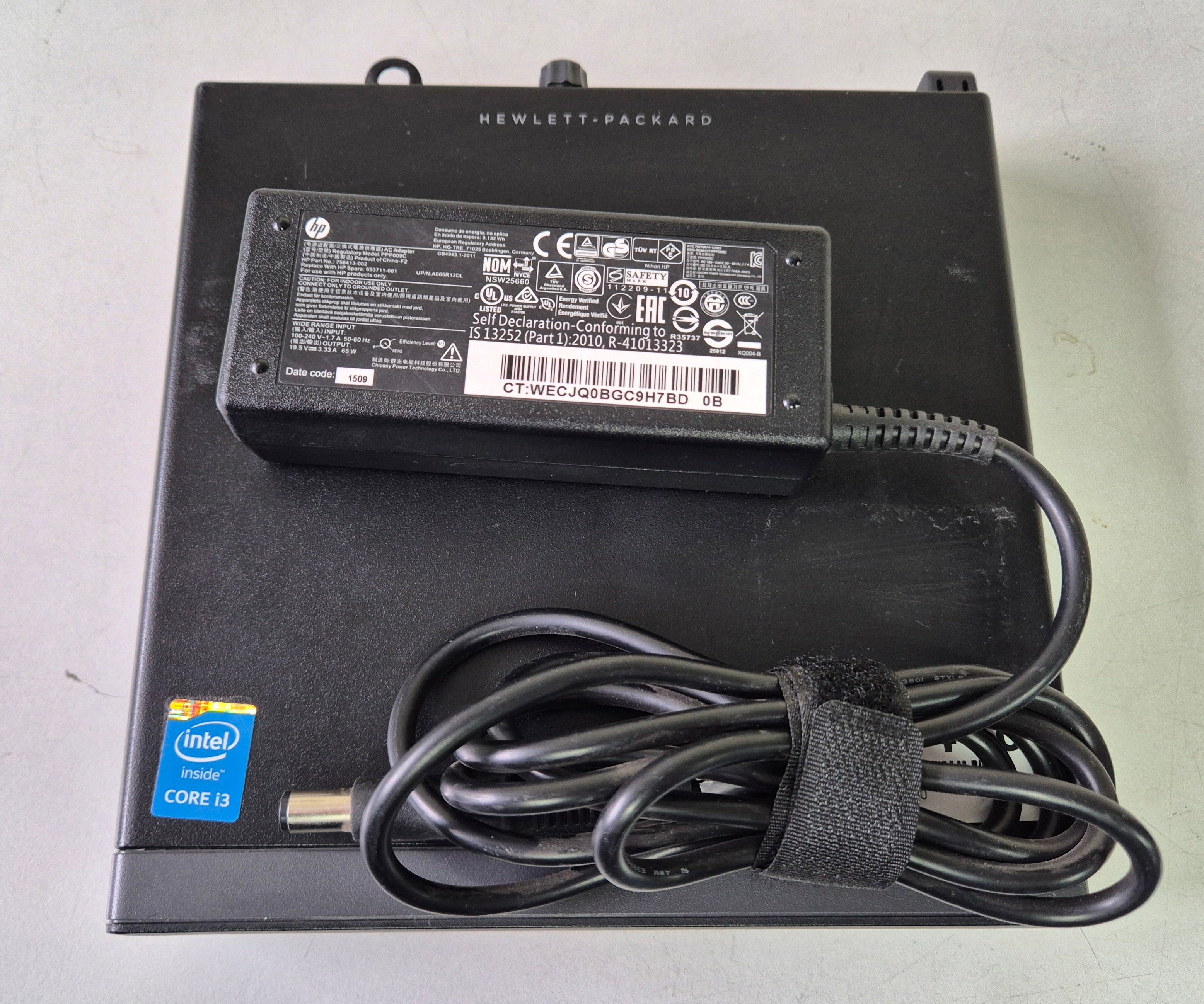 HP EliteDesk 800 G1 Desktop Mini 120GB SSD 4GB RAM i3-4160T 3.1GHz NO OS w/ adapter ( L9W49ET#ABU ) USED