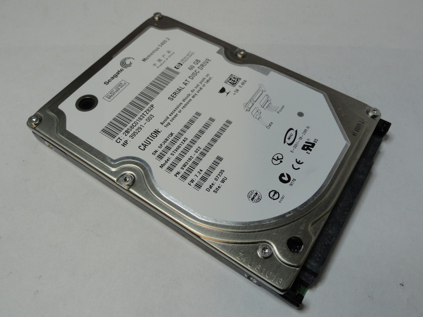 PR20185_9W3182-022_Seagate HP 60Gb SATA 5400rpm 2.5in HDD - Image2