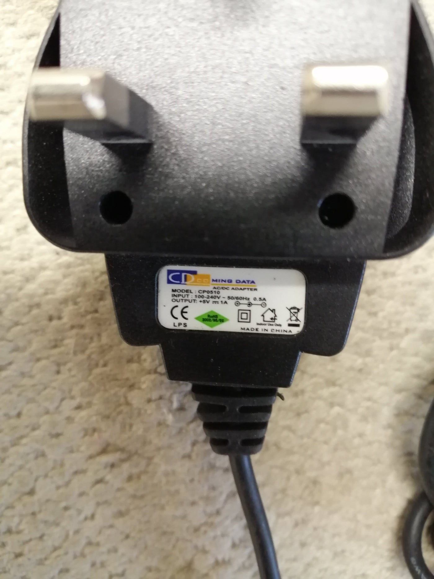 COMING DATA AC ADAPTER IN 240V 0.5A OUT 5V 1A ( CP0510 USED )