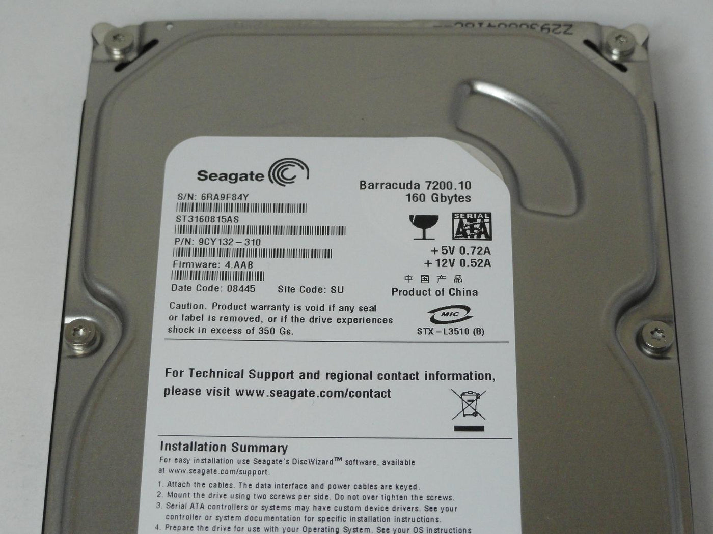 PR19186_9CY132-310_Seagate 160GB SATA 7200rpm 3.5in HDD - Image3