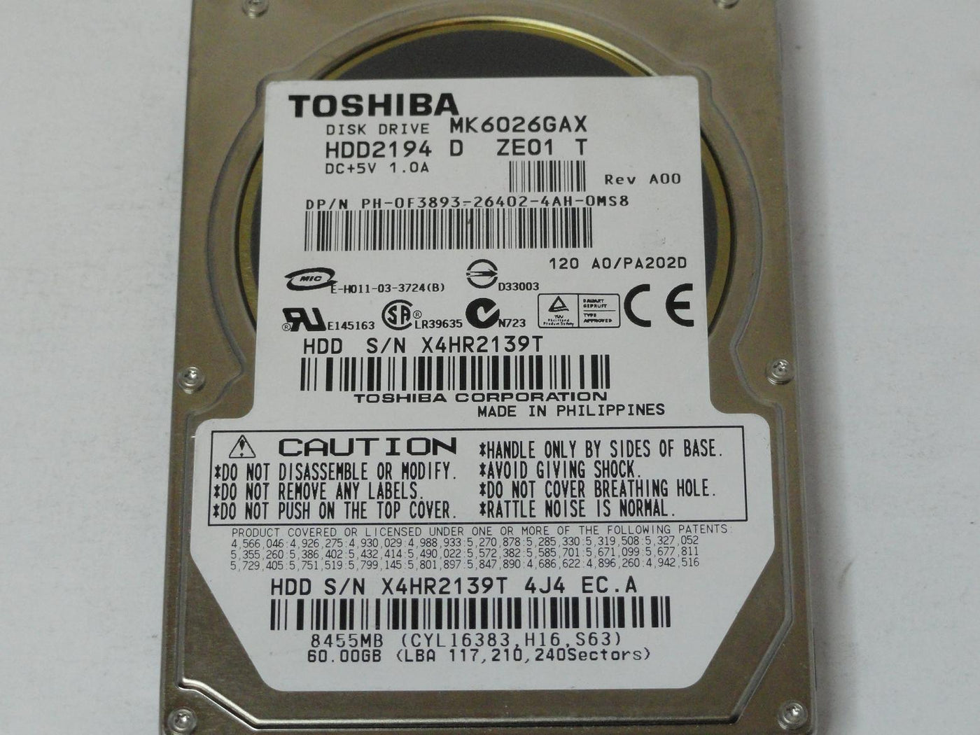 PR12554_HDD2194_Toshiba Dell 60GB IDE 5400rpm 2.5in HDD - Image3