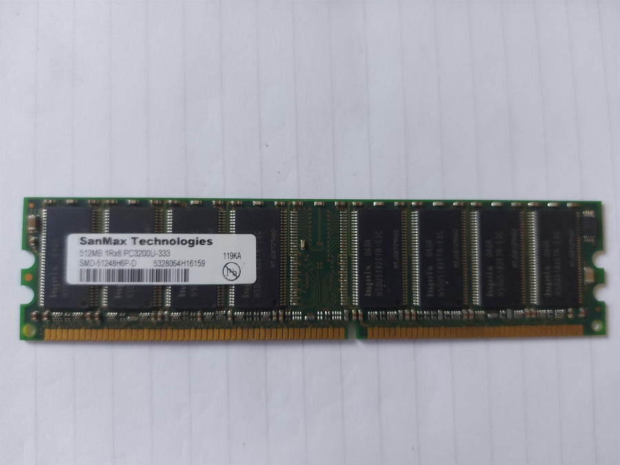 SanMax Tech 512MB 1Rx8 PC3200 400MHz DDR SDRAM DIMM (SMD-51248H6P-D)