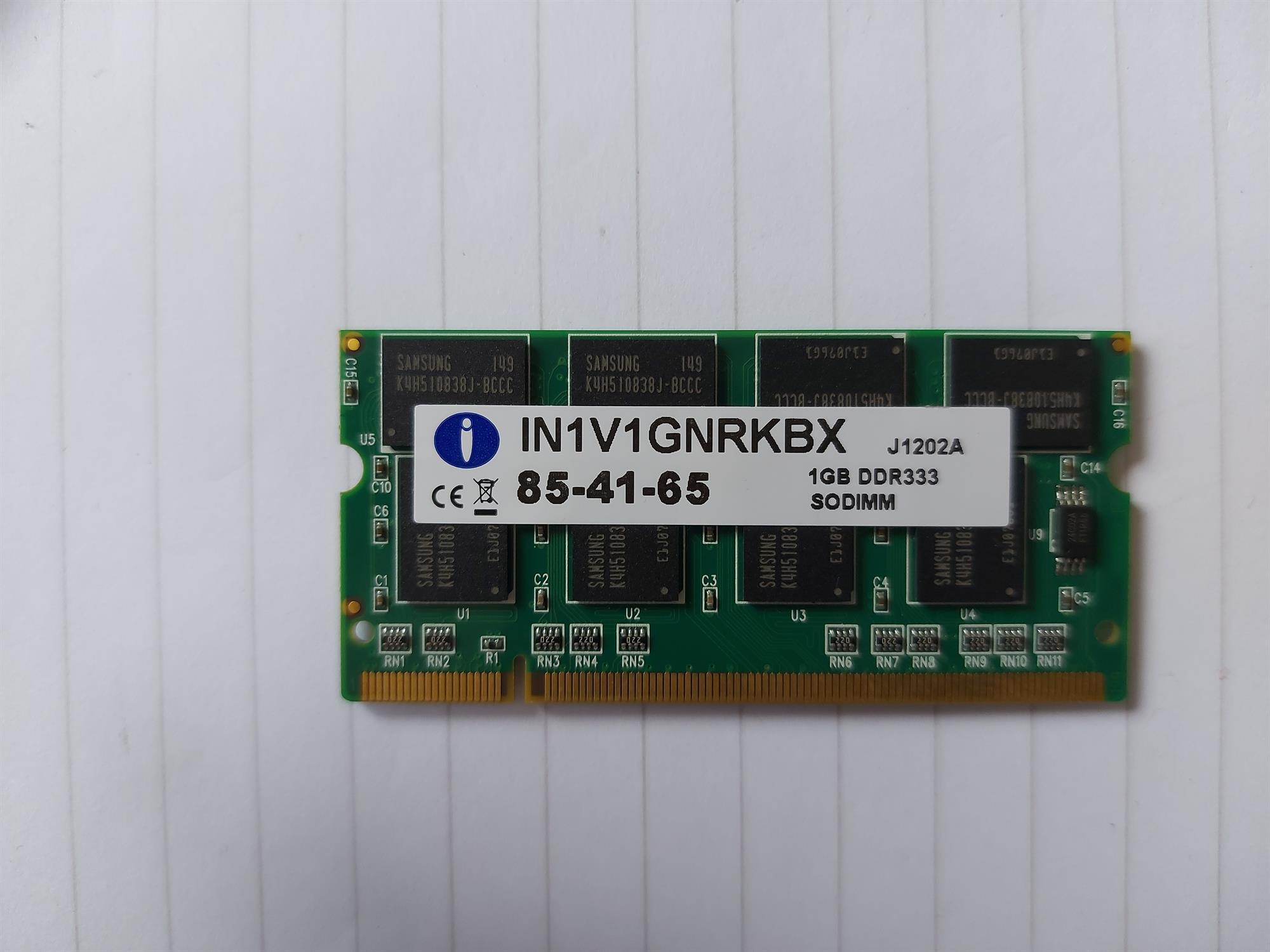 Integral 1GB DDR-333MHz PC2700 non-ECC Unbuffered CL2.5 200-Pin SoDimm Memory Module (IN1V1GNRKBX)