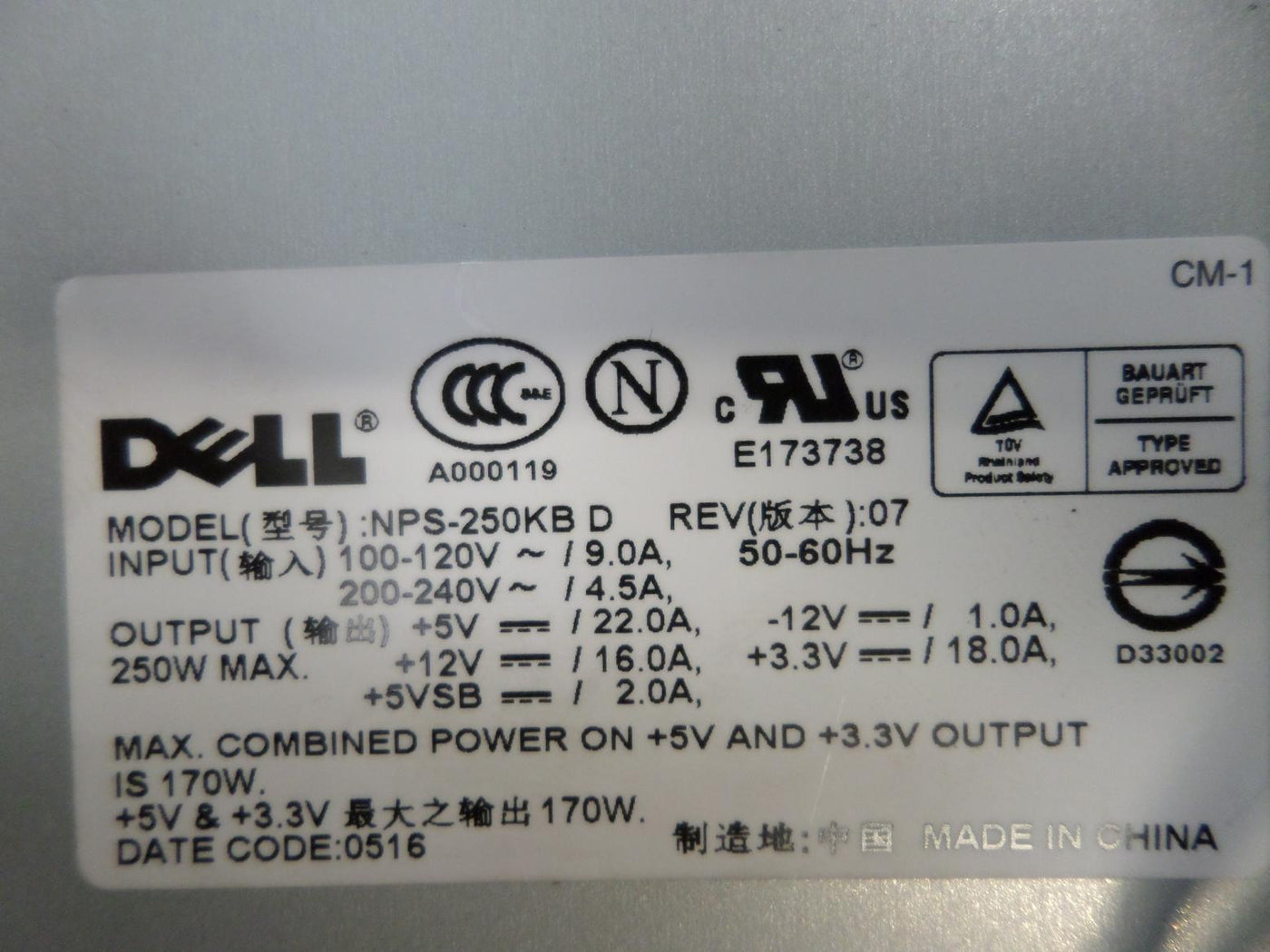 PR18391_1E+115_Dell 250W Power Supply HP-P2507F3P - Image3