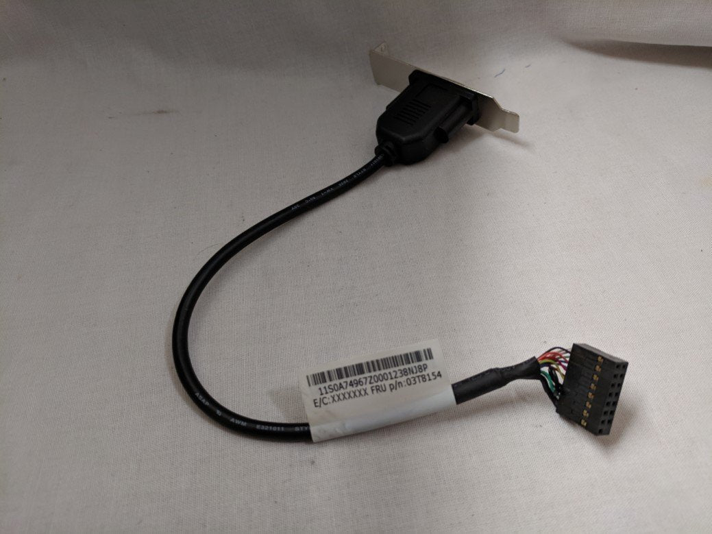 IBM Lenovo Low Profile RS232 Serial Port Panel and Cable 300mm Black (03T8154)