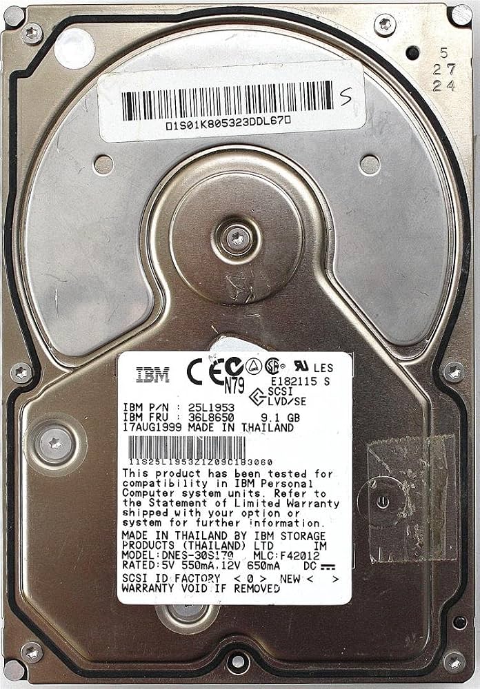 IBM 9Gb SCSI 80Pin 7200rpm 3.5in HDD ( 25L1991 DNES-309170 ) USED