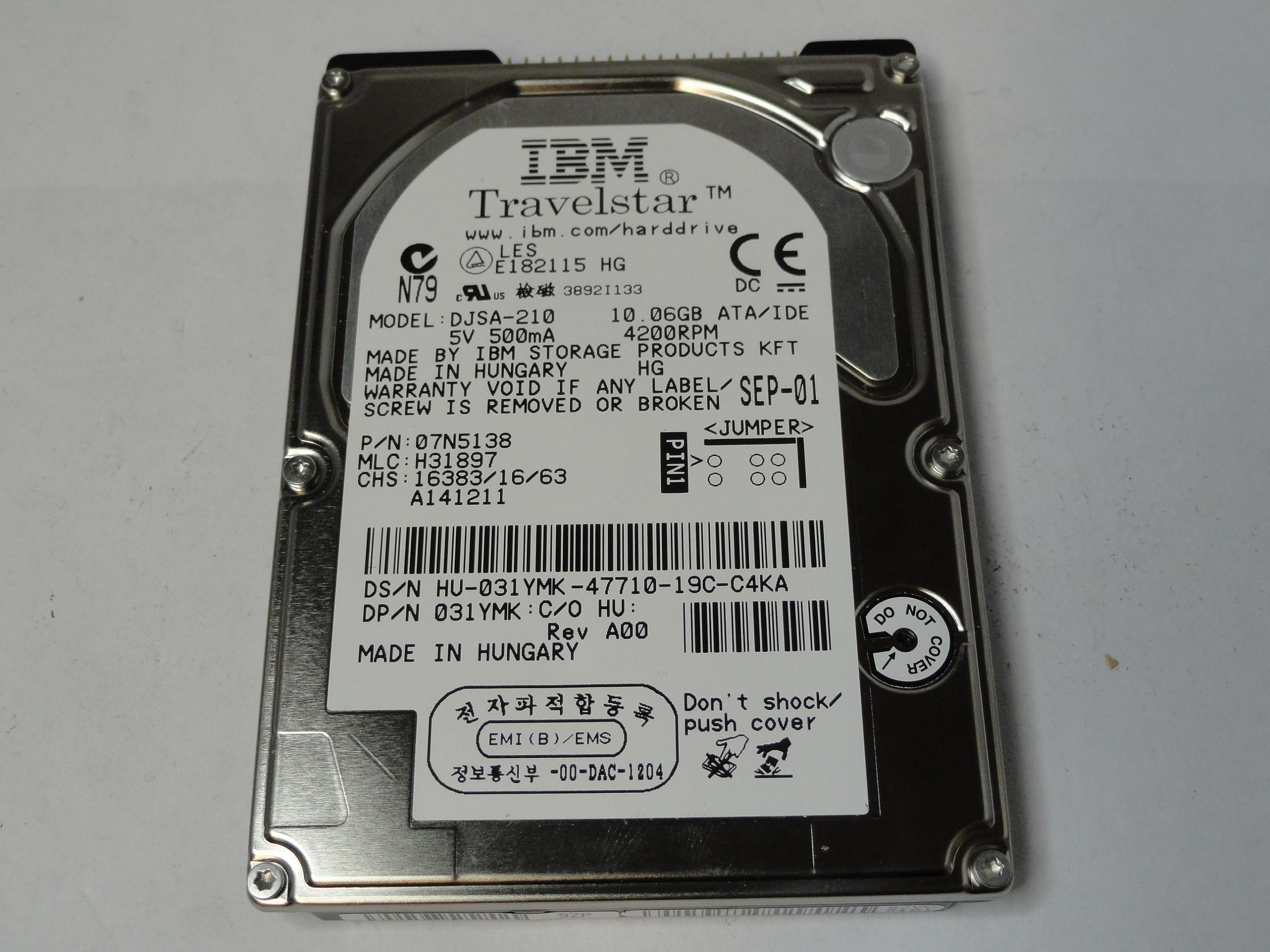 PR20261_07N5138_IBM Dell 10Gb Ide 4200rpm 2.5in HDD - Image2