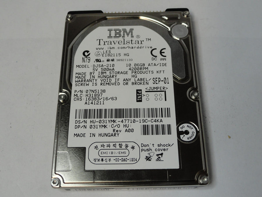 PR20261_07N5138_IBM Dell 10Gb Ide 4200rpm 2.5in HDD - Image2