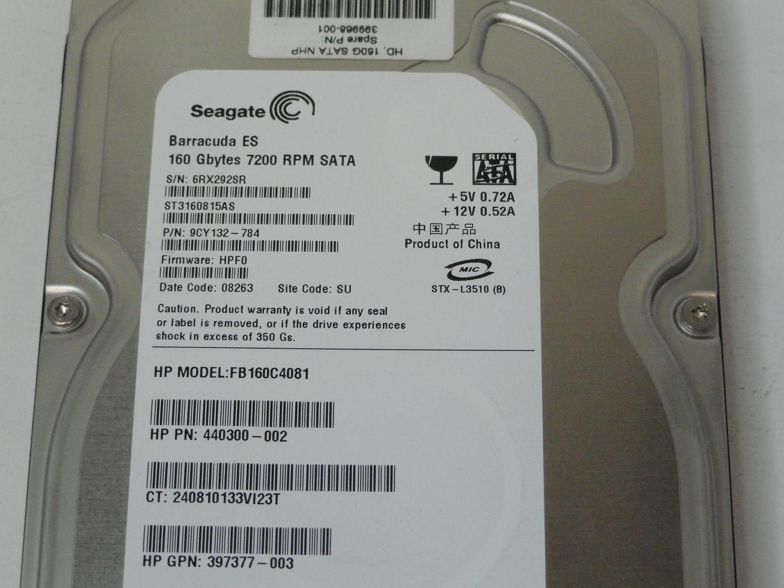 PR25051_9CY132-784_Seagate HP 160GB SATA 7200rpm 3.5in HDD - Image3