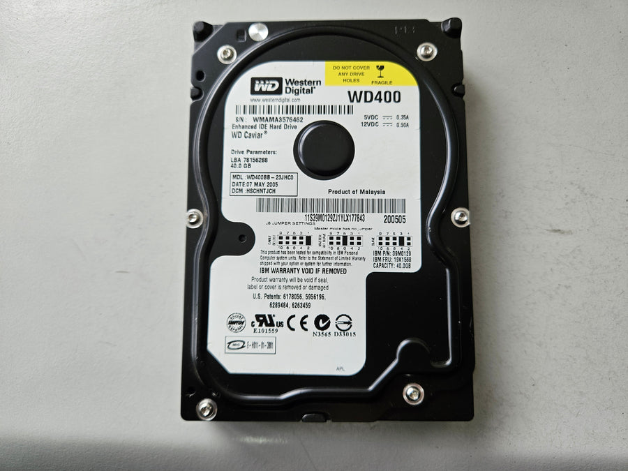 Western Digital IBM 40GB IDE 7200rpm 3.5in HDD ( WD400BB-23JHC0 19K1568 39M0129 ) REF