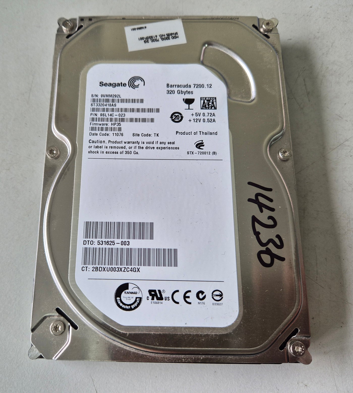 Seagate HP 320GB 7200RPM SATA 3.5in HDD ( ST3320418AS 9SL14C-023 531625-003 ) REF