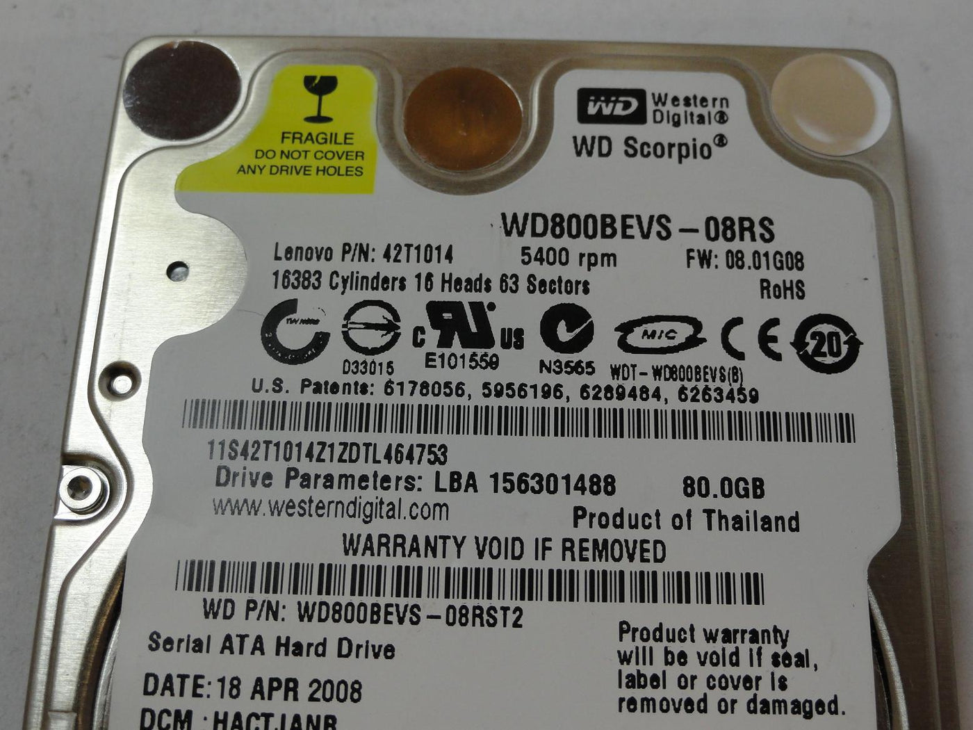 PR23928_WD800BEVS-08RS_WD Lenovo 80GB SATA 5400rpm 2.5in HDD - Image4