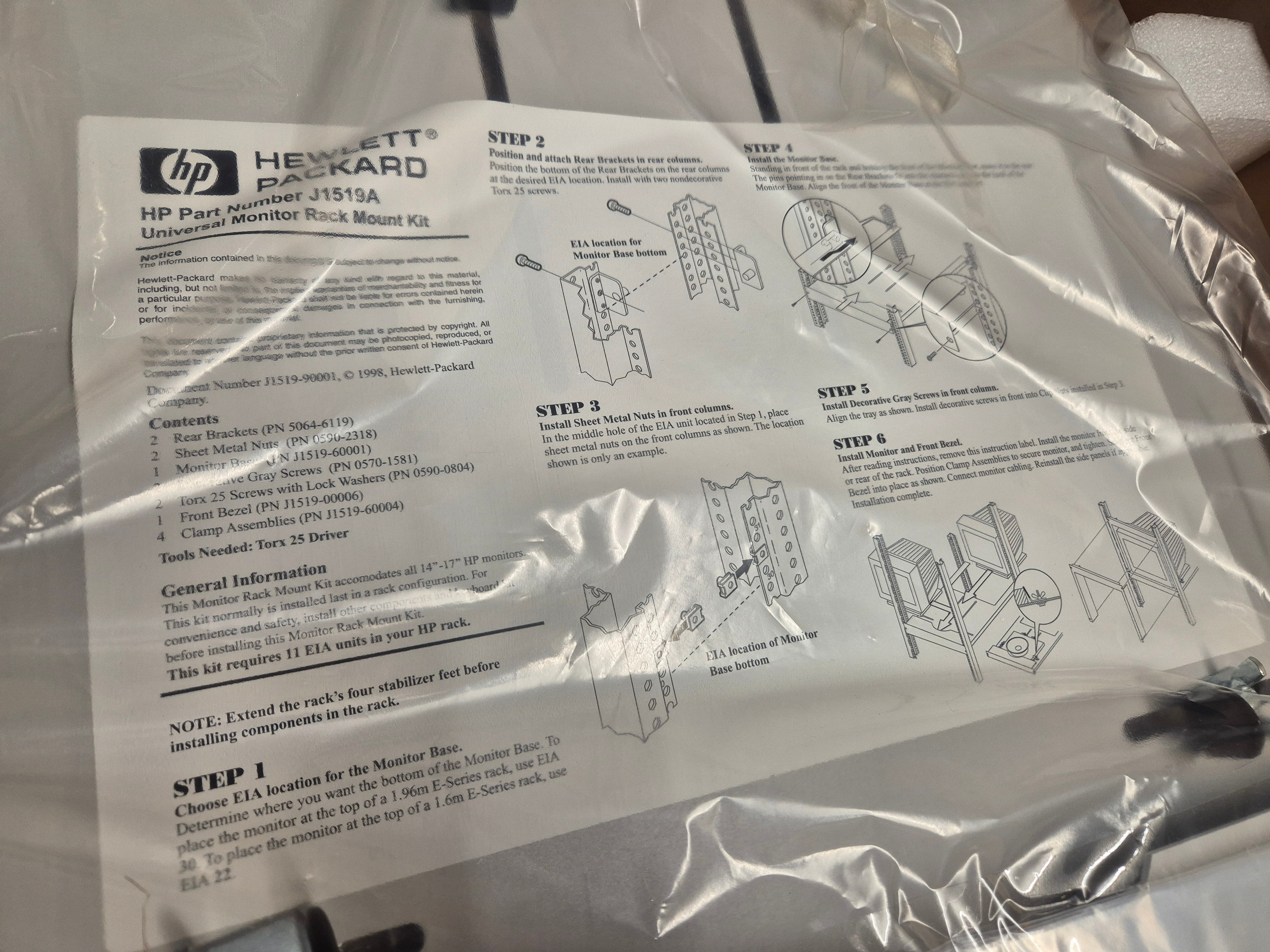 HP Monitor Universal Mount Rack Kit ( J1519A ) NOB