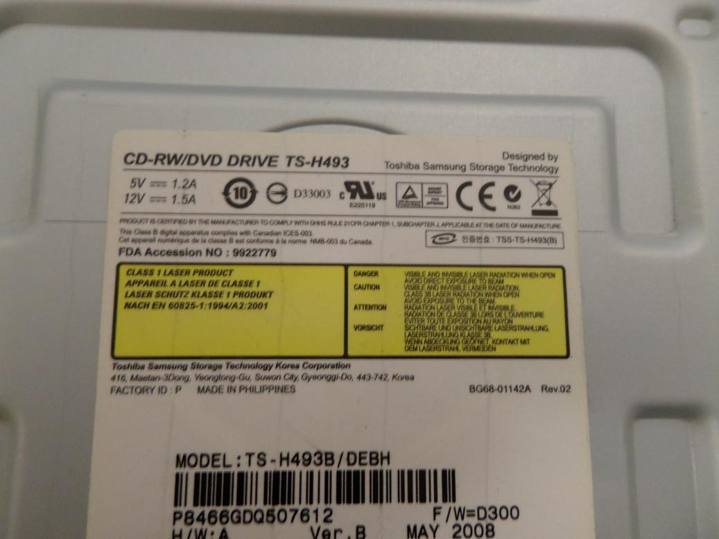 Samsung TS-H493 48x SATA CD-RW DVD Drive - Black ( TS-H493 TS-H493/DEBH TS-H493B/DEBH 0CR582 CR582 0CR582-7061- 85K-00H  Samsung Dell )