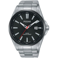 Pulsar Regular Quartz Black Dial Silver Stainless Steel Men’s Watch ( PS9605X1 ) NEW