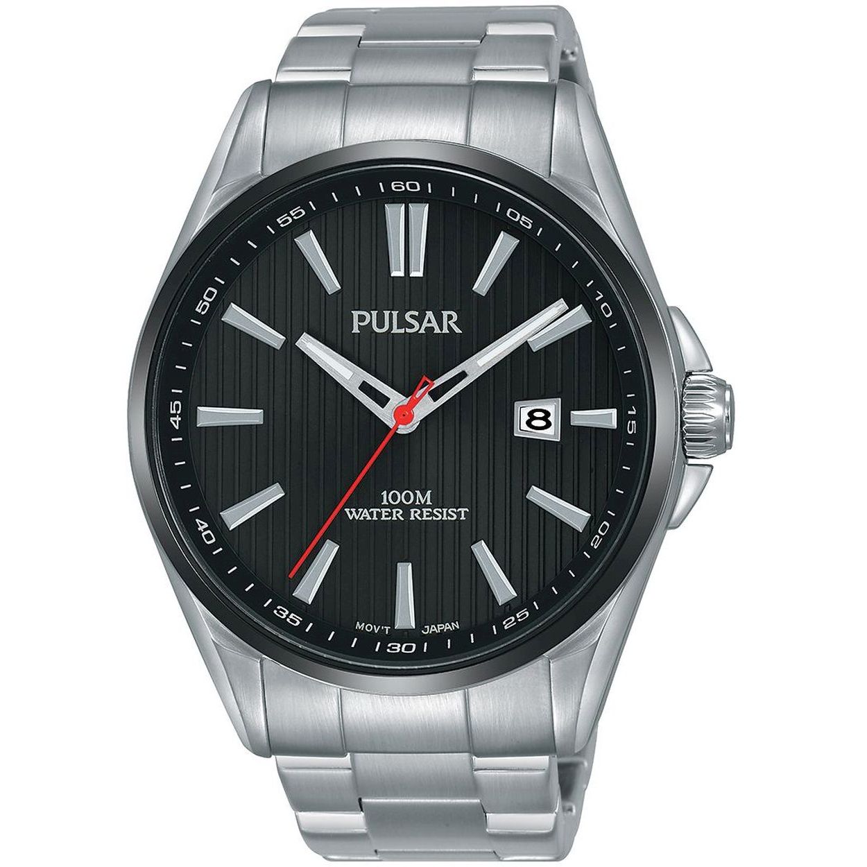 Pulsar Regular Quartz Black Dial Silver Stainless Steel Men’s Watch ( PS9605X1 ) NEW