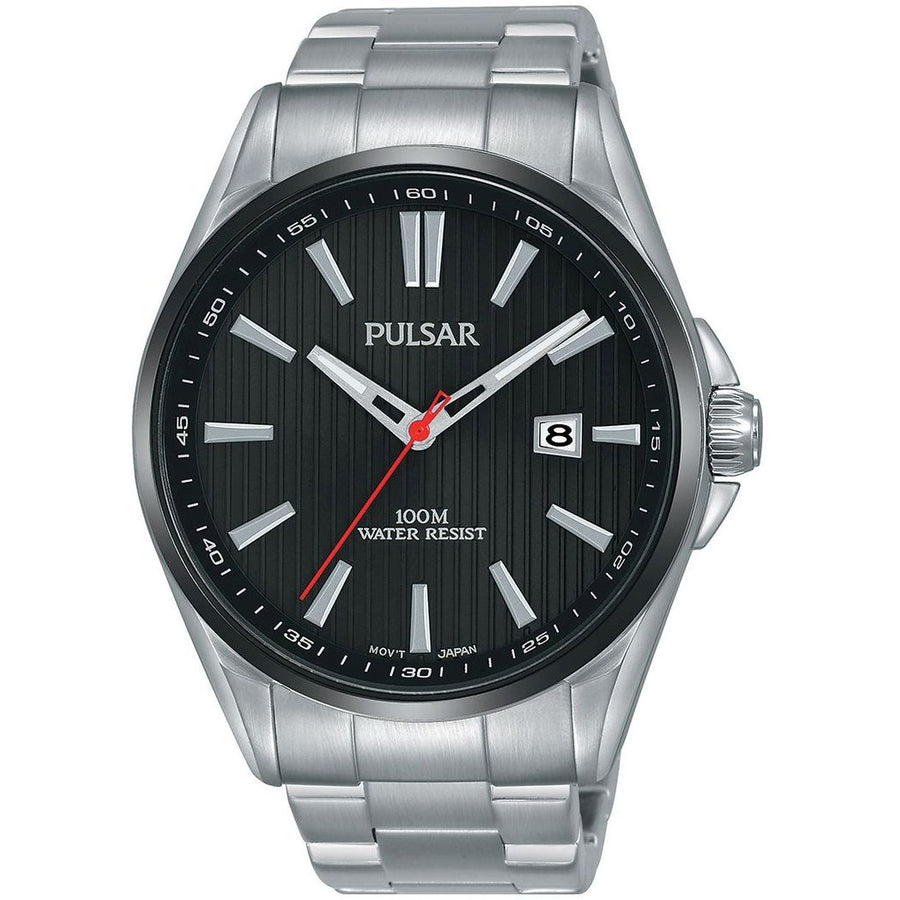 Pulsar Regular Quartz Black Dial Silver Stainless Steel Men’s Watch ( PS9605X1 ) NEW