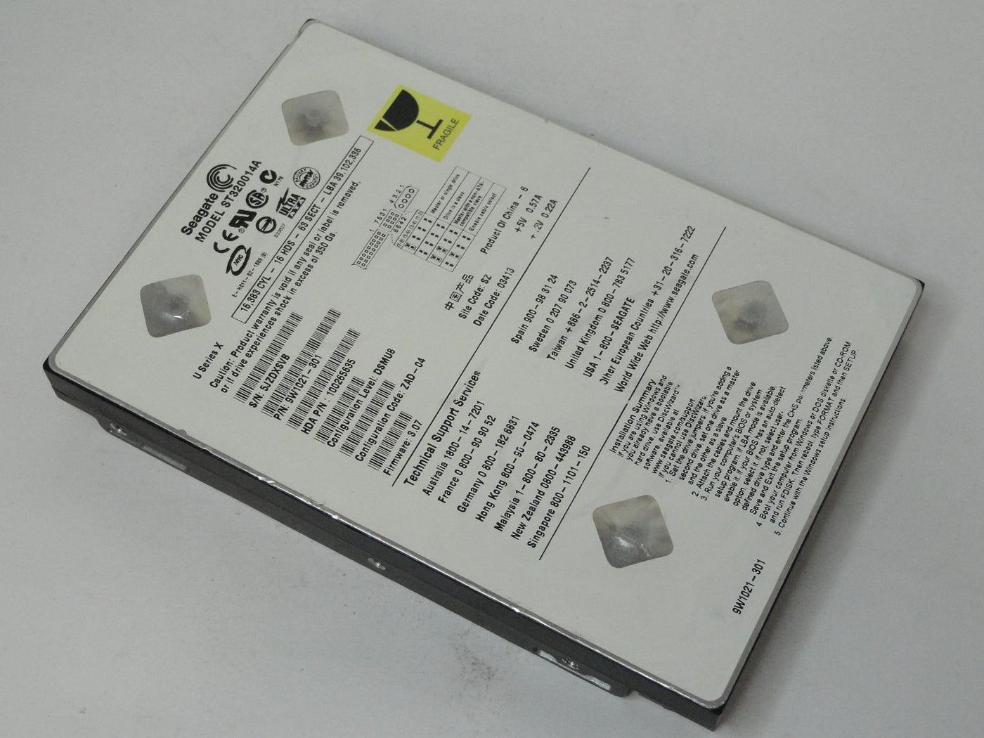 Seagate 20GB IDE 5400rpm 3.5in HDD ( 9W1021-301 ST320014A ) REF