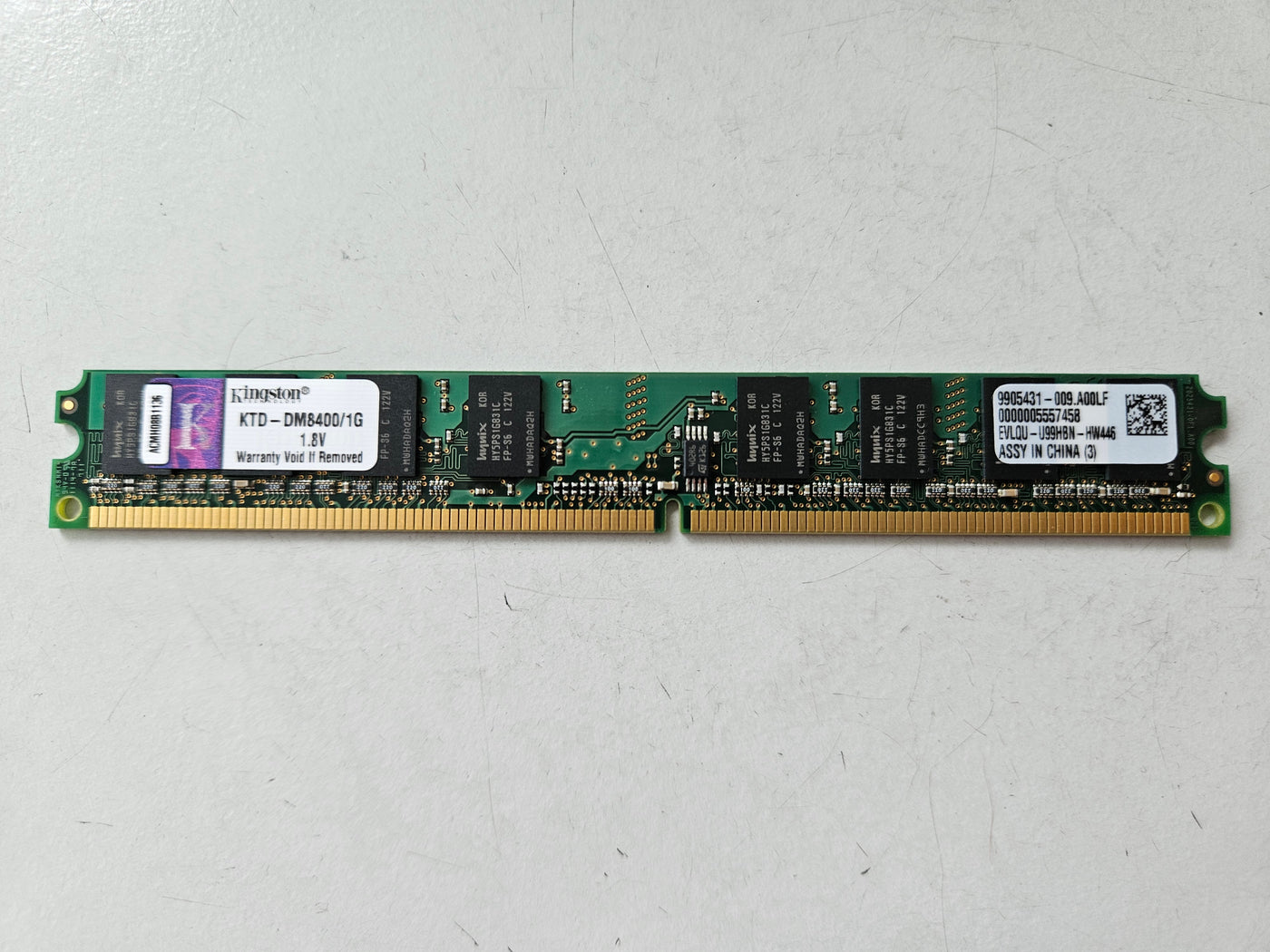 Kingston 1GB PC2-3200 DDR2-400MHz non-ECC Unbuffered CL3 240-Pin DIMM ( KTD-DM8400/1G 9905431-009 ) REF