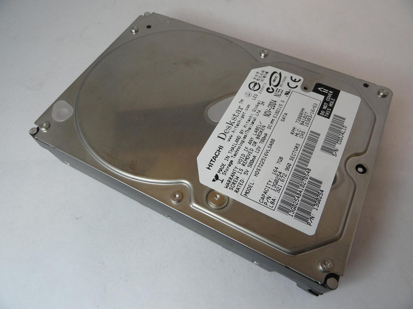 13G0254 - Hitachi 164.7GB SATA 7200rpm 3.5in Deskstar HDD - Refurbished