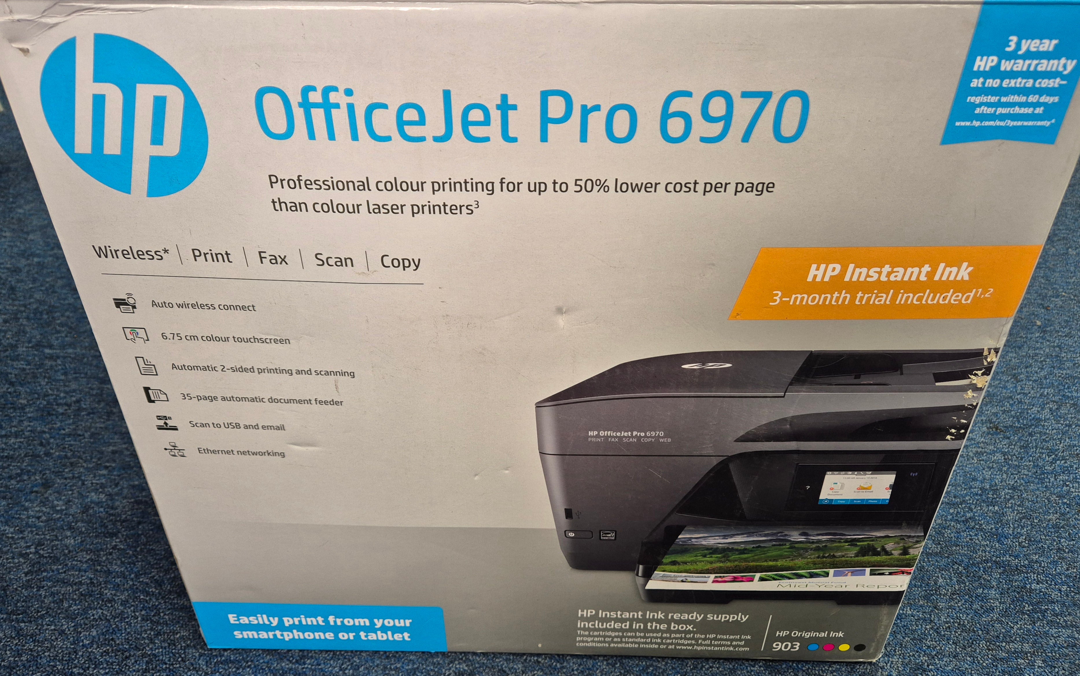 HP OfficeJet Pro 6970 All-In-One Colour Printer ( T0F33A ) USED with original box/inks