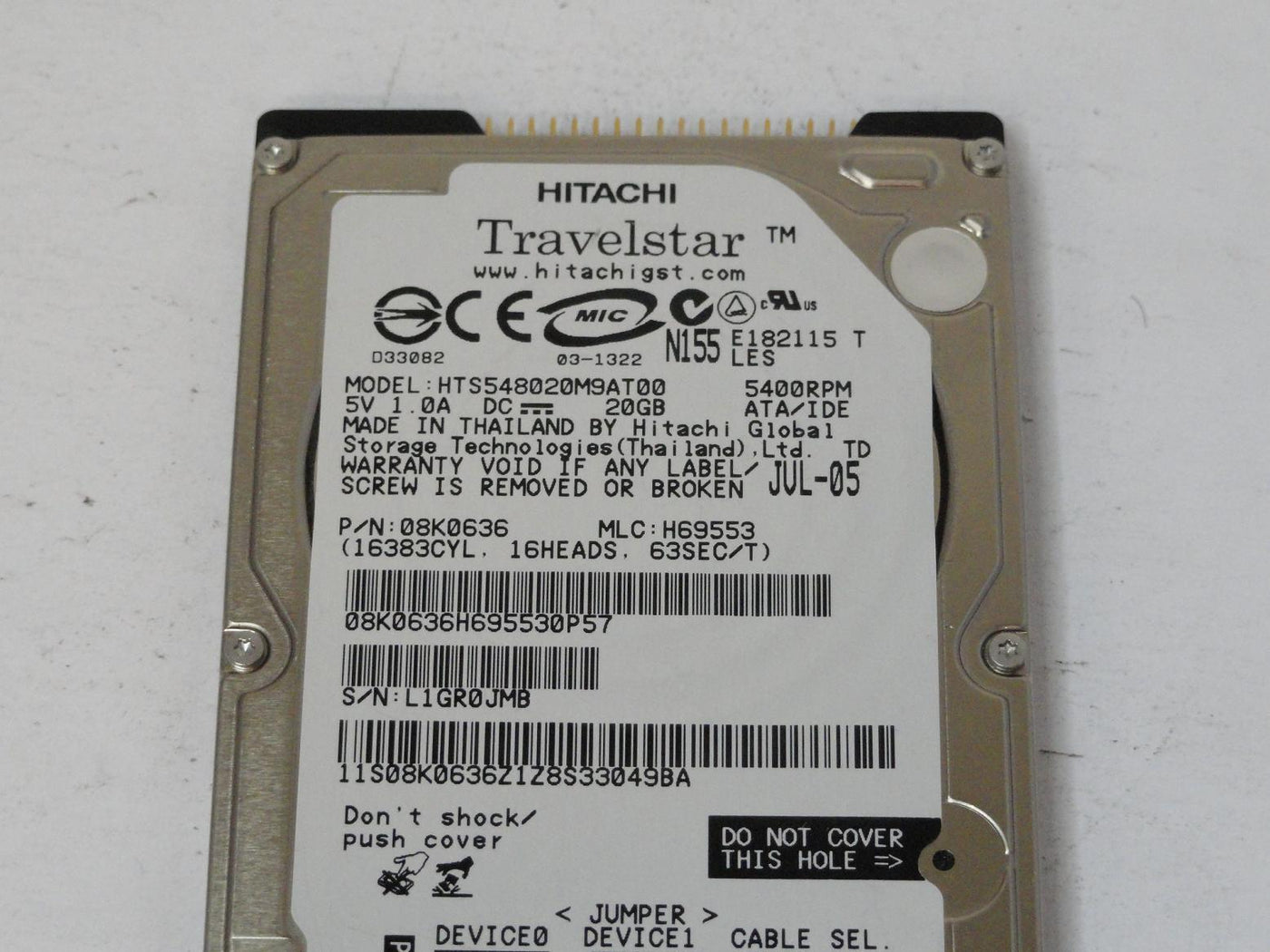 PR19996_08K0636_Hitachi 20GB IDE 5400rpm 2.5in HDD - Image3