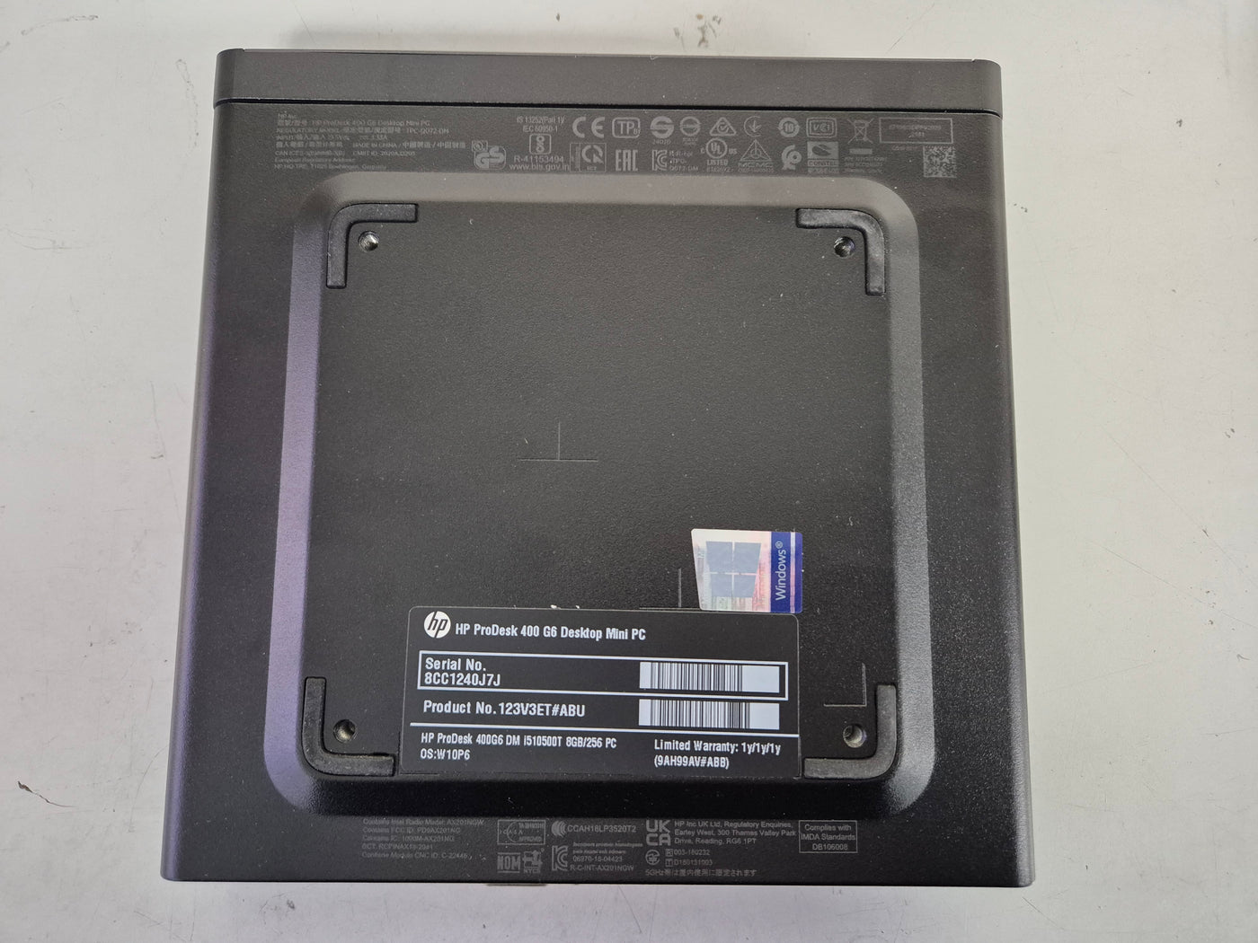 HP ProDesk 400 G6 Mini 250GB SSD 16GB RAM i5-10500T 2.3GHz Win10 boxed w/ accessories ( 123V3ET#ABU ) USED