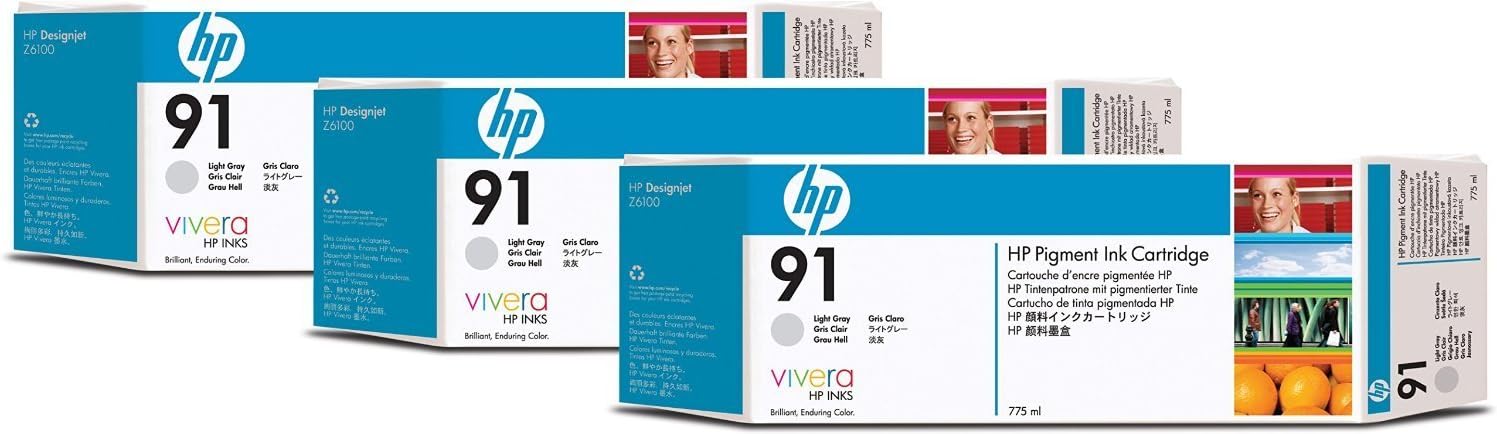 HP Original 91 Light Grey Ink Cartridge 3-pk ( C9482A ) NOB FINAL SALE