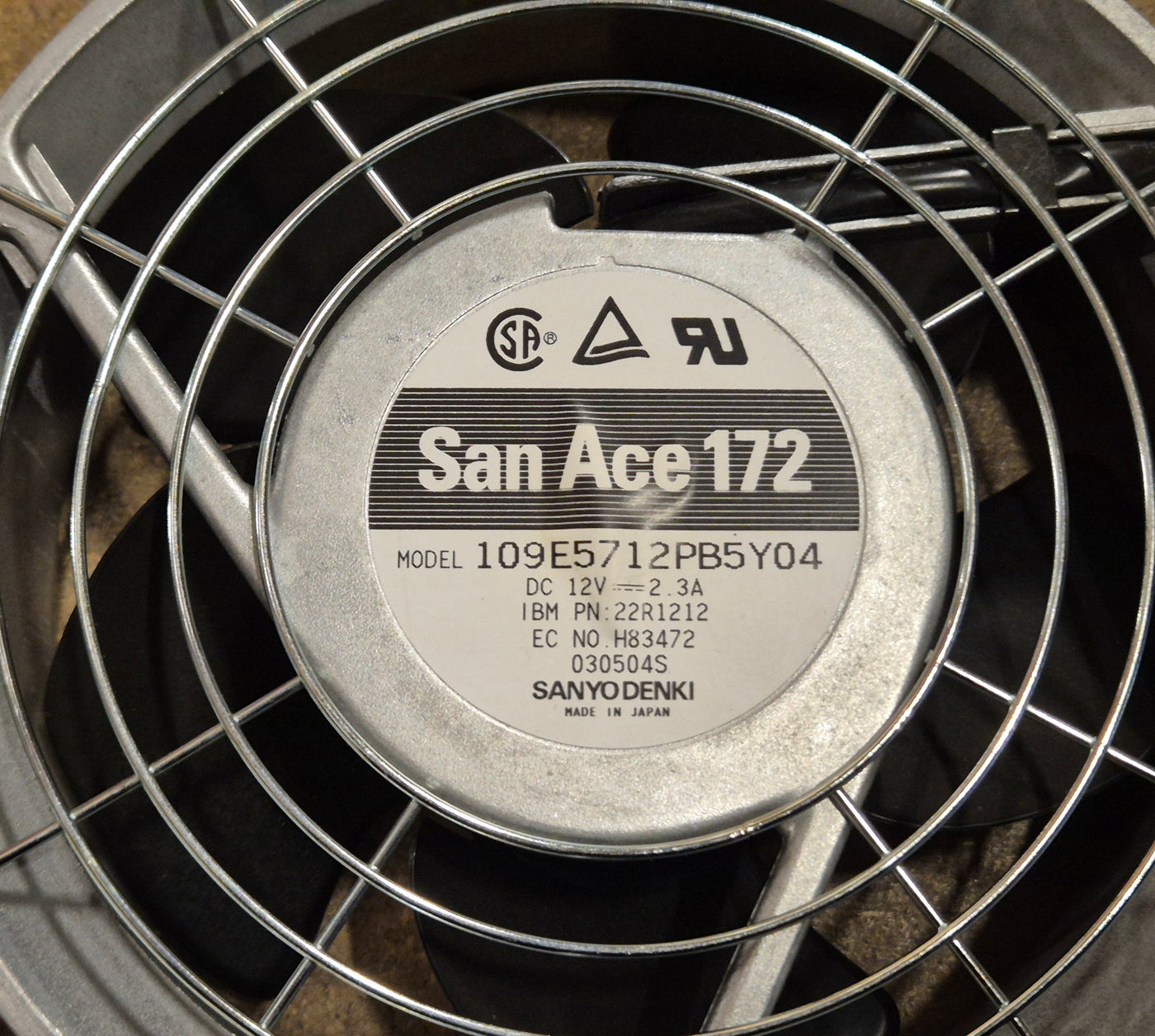 Sanyo Denki IBM San Ace 172 12V 2.3A Cooling Fan ( 109E5712PB5Y04 22R1212 ) USED