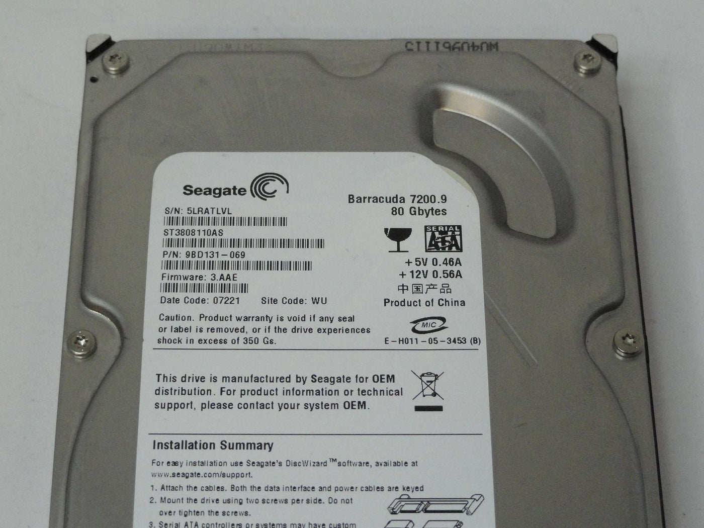 PR24787_9BD131-069_Seagate 80GB SATA 7200rpm 3.5in HDD - Image3