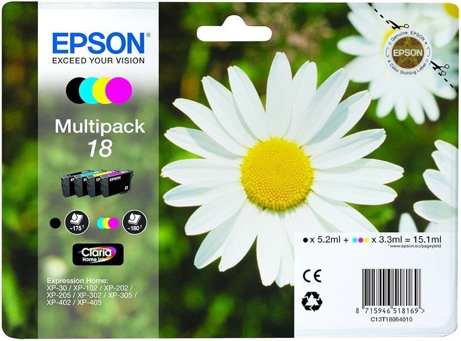 Epson T1806 Daisy 18 Claria Home Ink 4-Colour Multipack ( C13T18064510 ) NEW OLD STOCK FINAL SALE