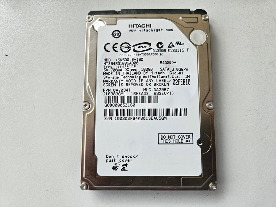 Hitachi 160GB 5400RPM SATA 2.5in HDD ( 0A70341 HTS545016B9A300 ) REF