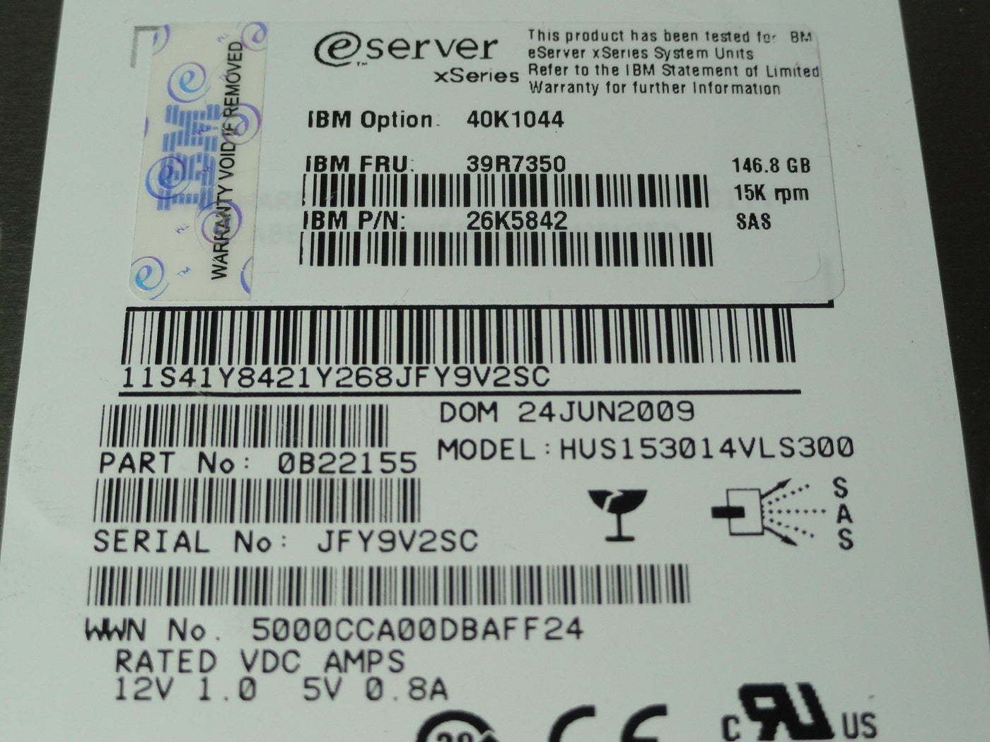 PR20498_0B22155_Hitachi IBM 146.8GB SAS 15Krpm 3.5in HDD - Image2