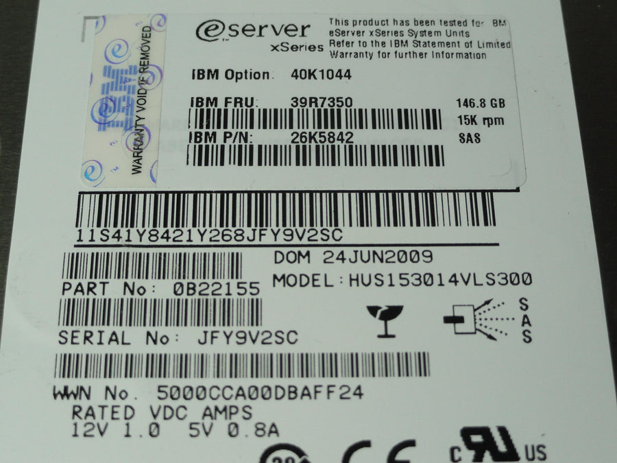 PR20498_0B22155_Hitachi IBM 146.8GB SAS 15Krpm 3.5in HDD - Image2