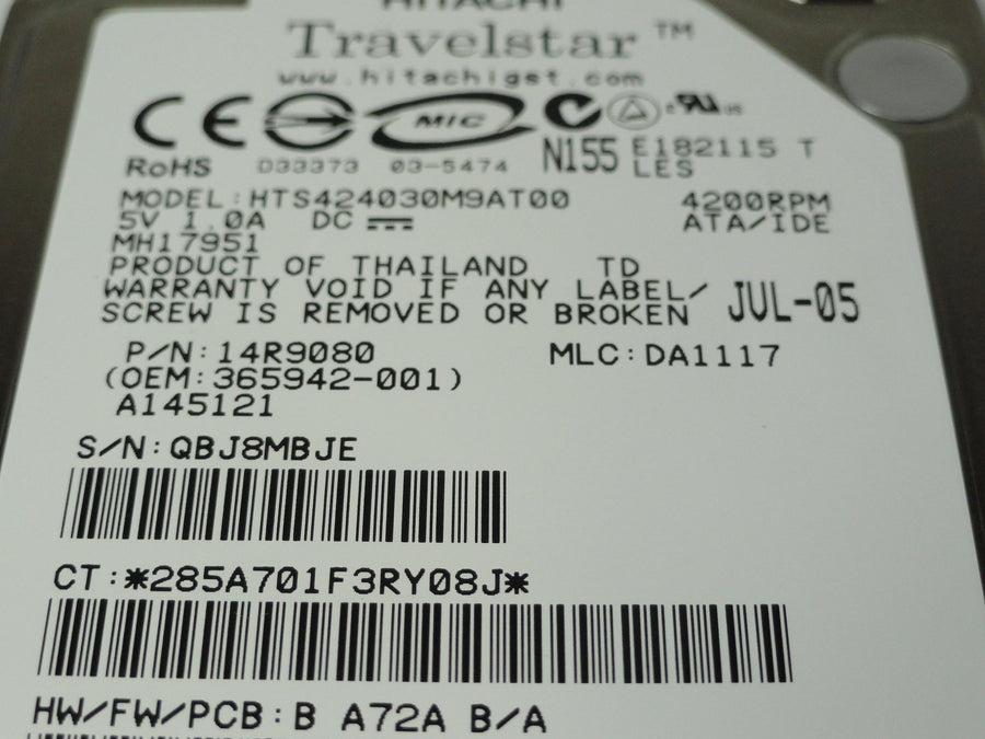 14R9080 - Hitachi Compaq 30GB IDE 4200rpm 2.5in Travelstar HDD - Refurbished