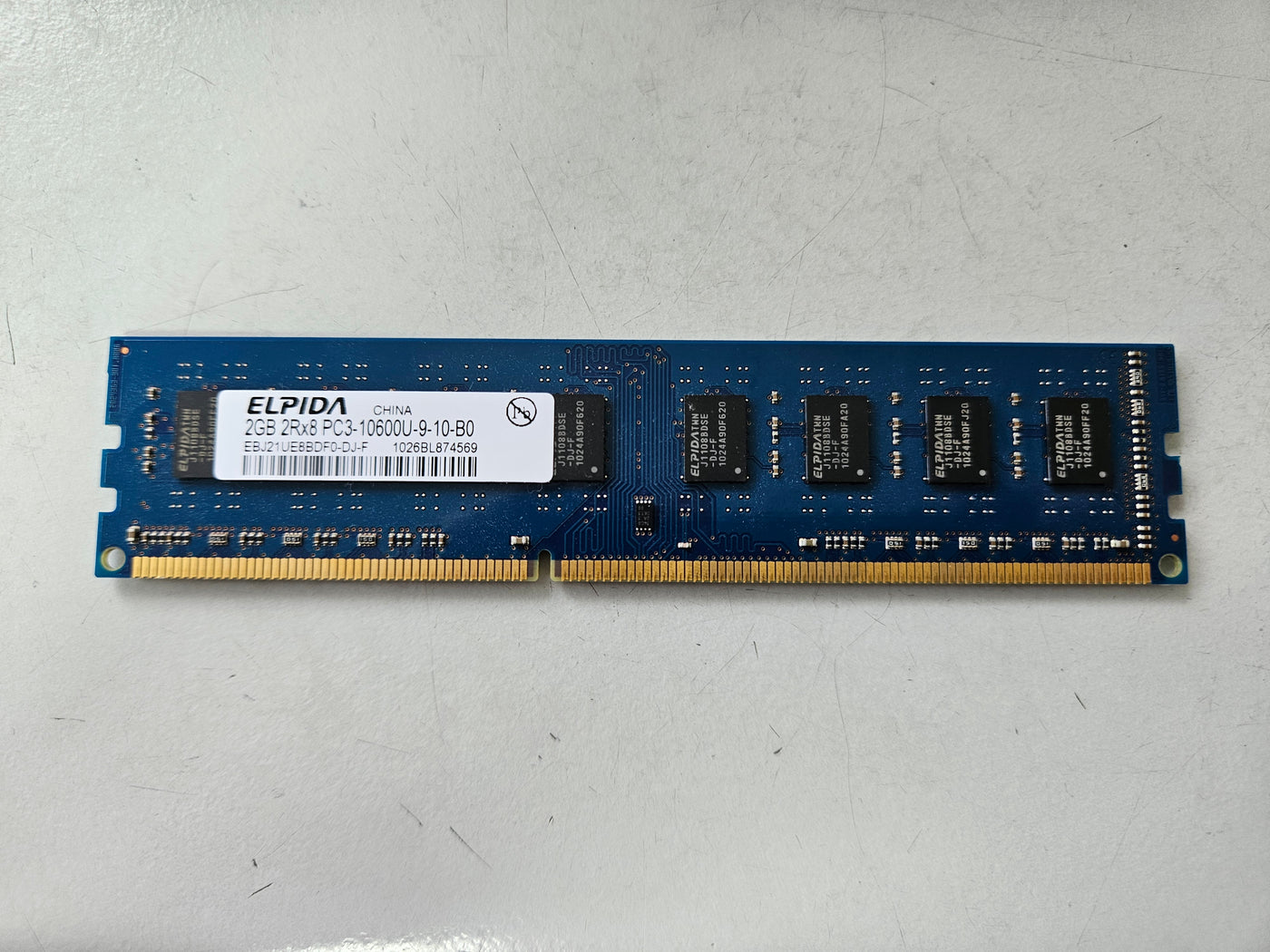 Elpida HP 2GB PC3-10600 DDR3-1333MHz CL9 240-Pin DIMM ( EBJ21UE8BDF0-DJ-F 497157-D01 ) REF