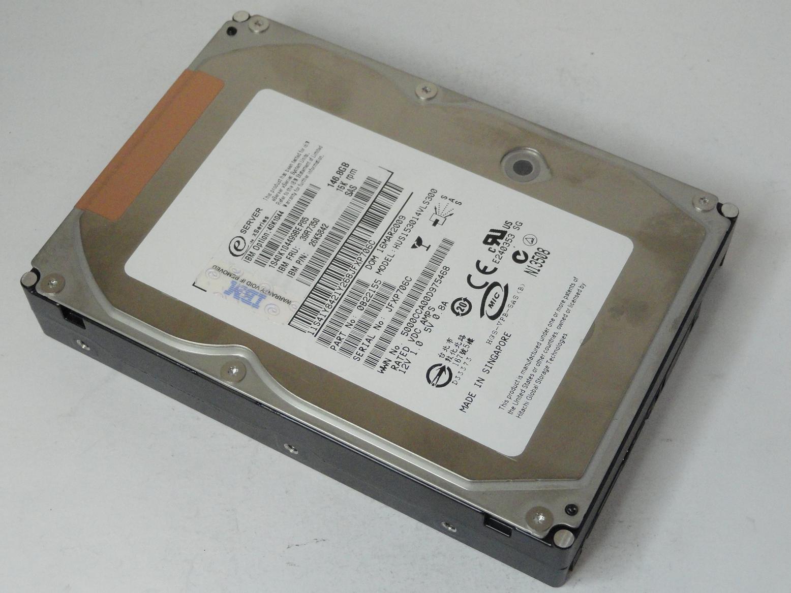 Hitachi IBM 146.8GB SAS 15krpm 3.5in HDD ( 0B22155 HUS153014VLS300 40K1044 26K5842 41Y8421 ) REF