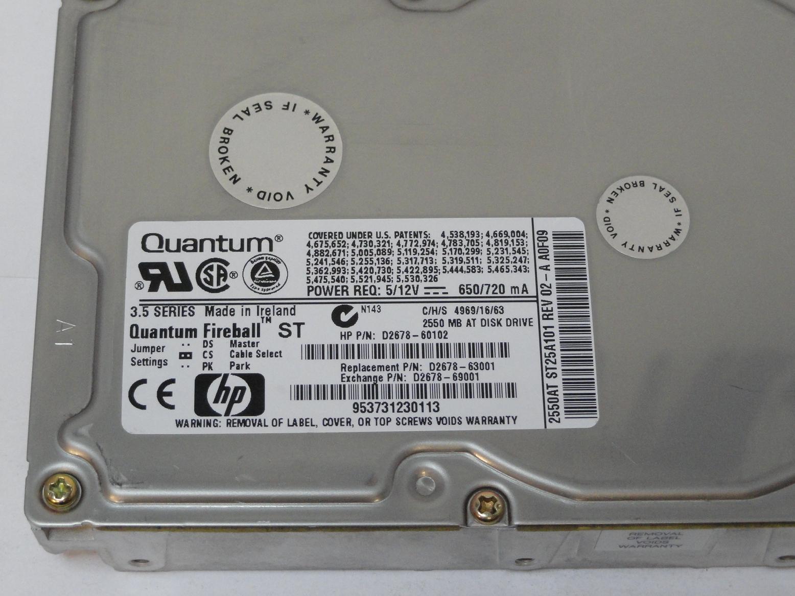 PR04517_ST32A011_Quantum HP 2.5GB IDE 5400rpm 3.5in HDD - Image3