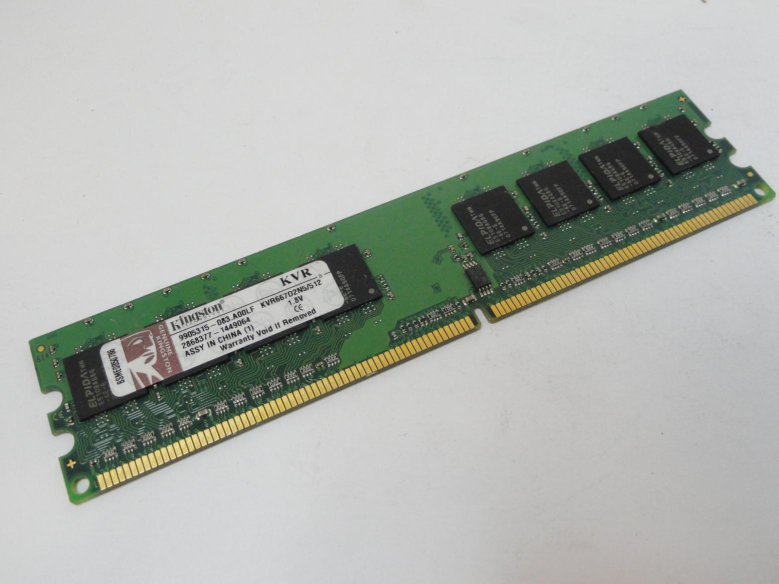 9905315-083.A00LF - Kingston 512MB PC2-5300 DDR2-667MHz non-ECC Unbuffered CL5 240-Pin DIMM Memory - Refurbished