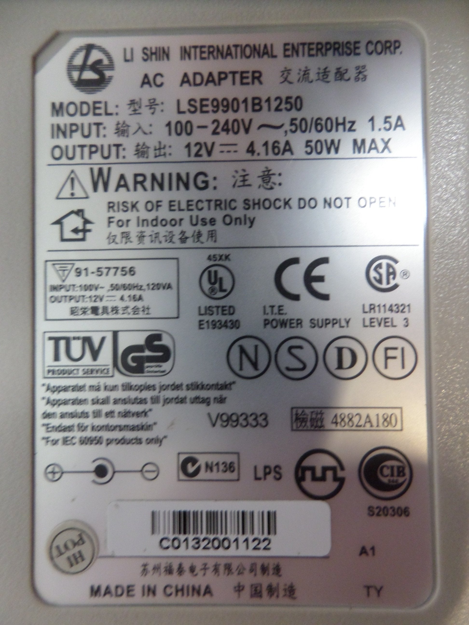 PR25798_LSE9901B1250_Li Shin LSE9901B1250 AC 12V 4.16A PSU AC Adapter - Image4